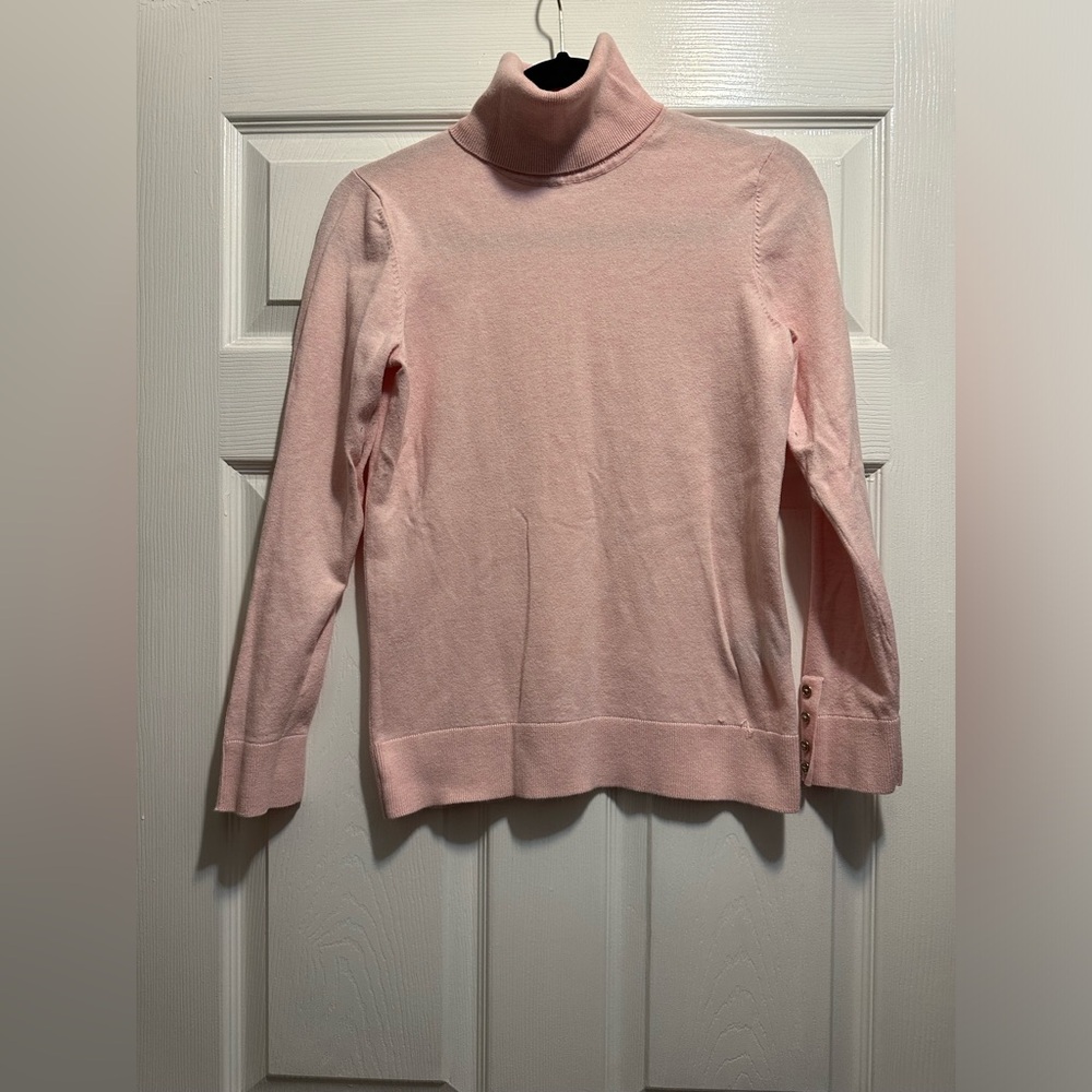 Tommy Hilfiger Women's Turtleneck Sweater Knit Long Sleeve Light Pink